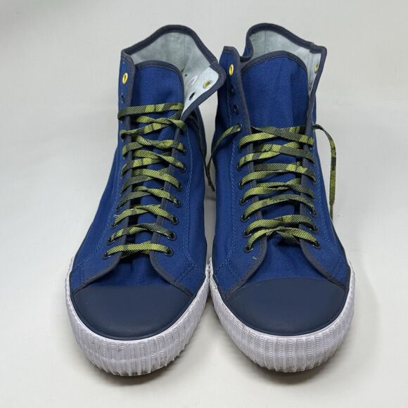 PF Flyers Center Hi Reiss Sneakers Mens 17 Blue Yellow Canvas Retro Shoes - Picture 5 of 14